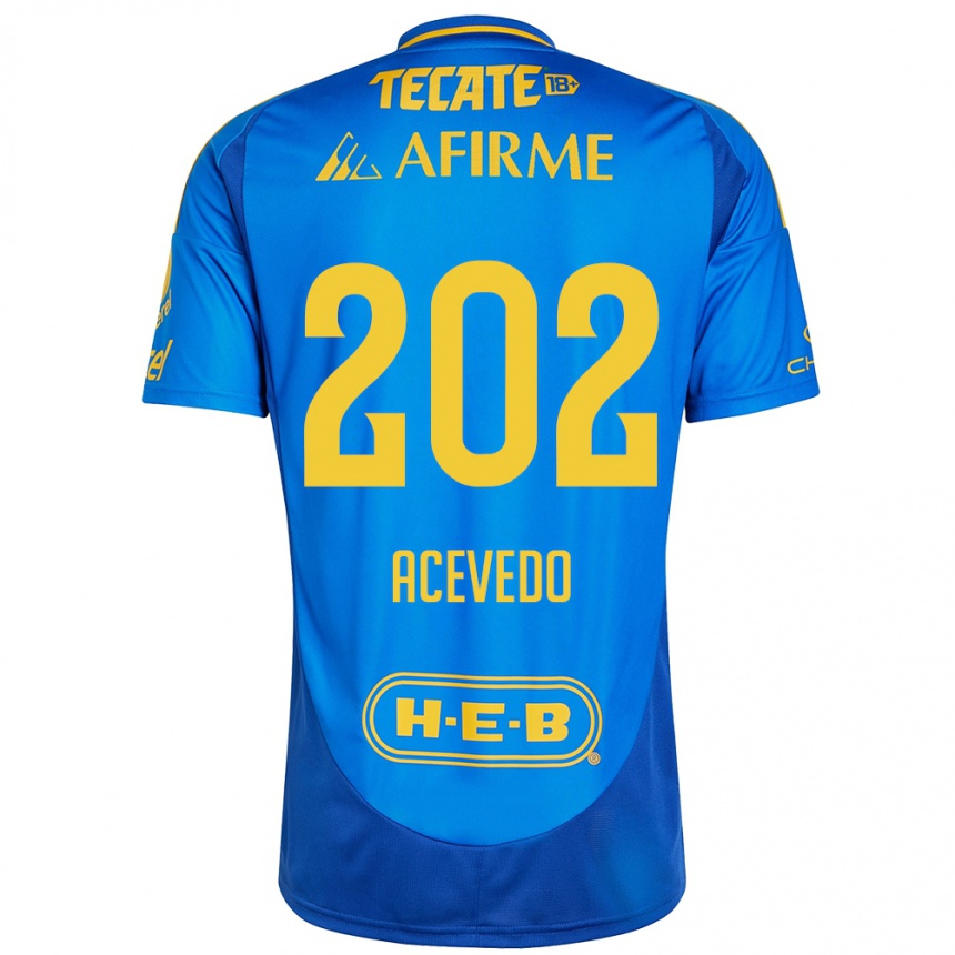 Enfant Football Maillot José Acevedo #202 Bleu Jaune Tenues Extérieur 2024/25