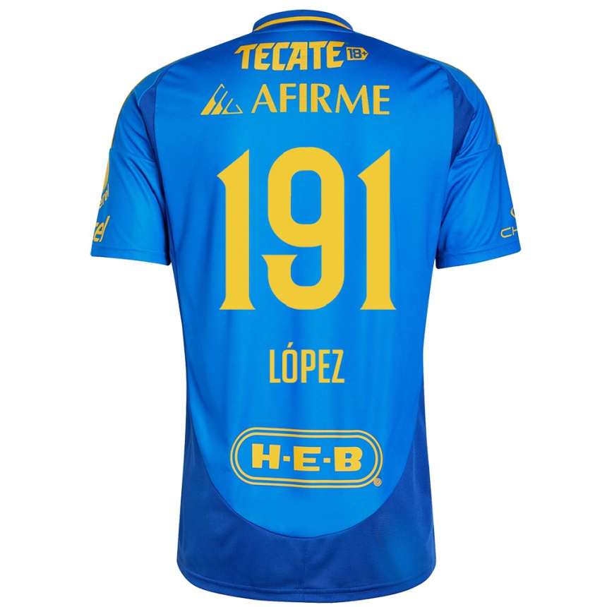 Enfant Football Maillot Adrián López #191 Bleu Jaune Tenues Extérieur 2024/25