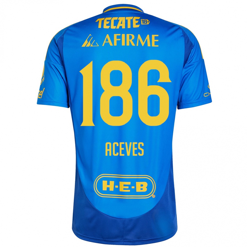 Enfant Football Maillot Israel Aceves #186 Bleu Jaune Tenues Extérieur 2024/25