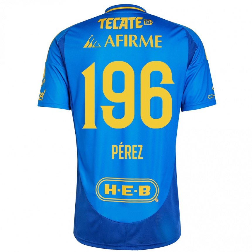 Enfant Football Maillot Axel Pérez #196 Bleu Jaune Tenues Extérieur 2024/25