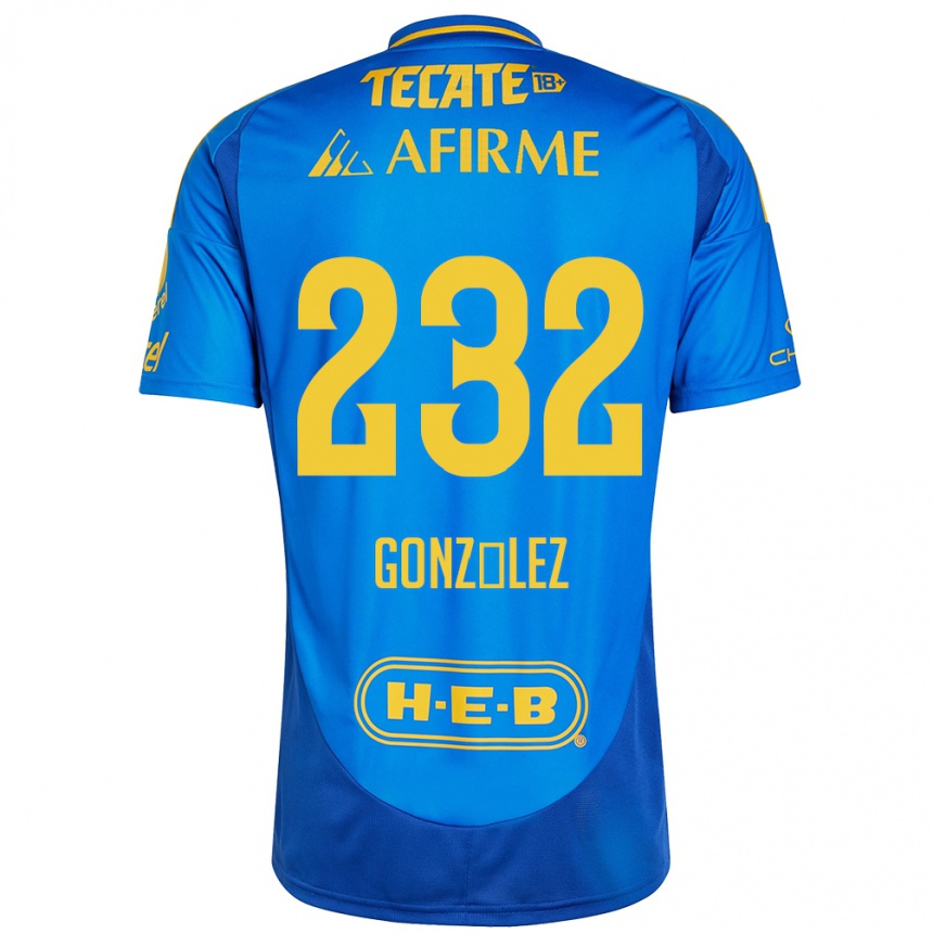 Enfant Football Maillot César González #232 Bleu Jaune Tenues Extérieur 2024/25