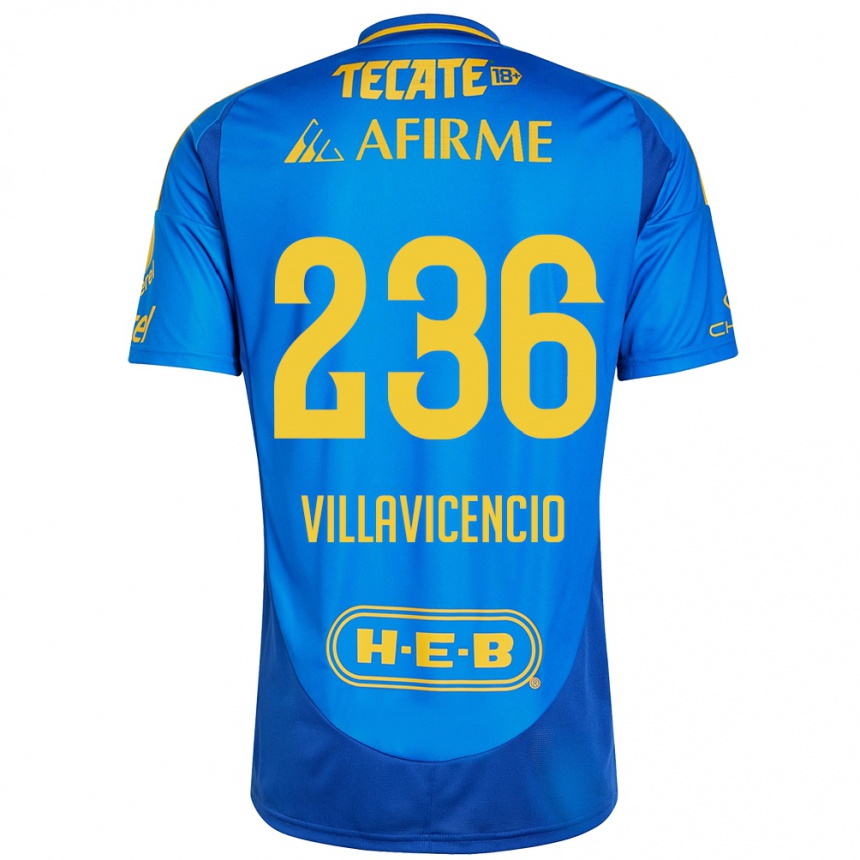 Enfant Football Maillot Edgar Villavicencio #236 Bleu Jaune Tenues Extérieur 2024/25