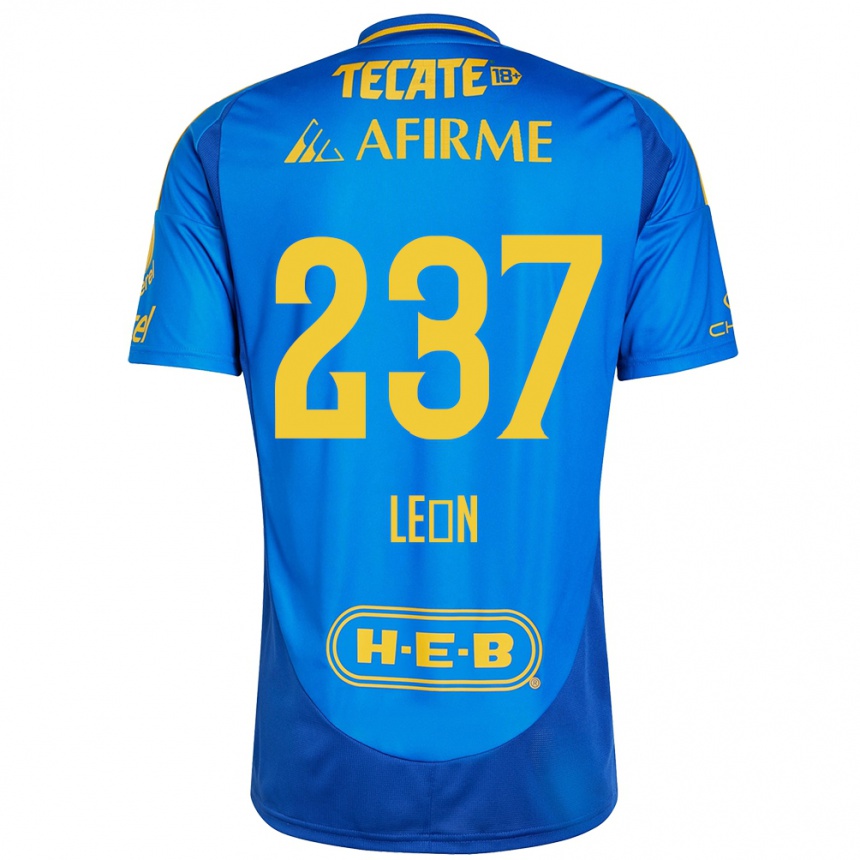 Enfant Football Maillot Gabriel León #237 Bleu Jaune Tenues Extérieur 2024/25