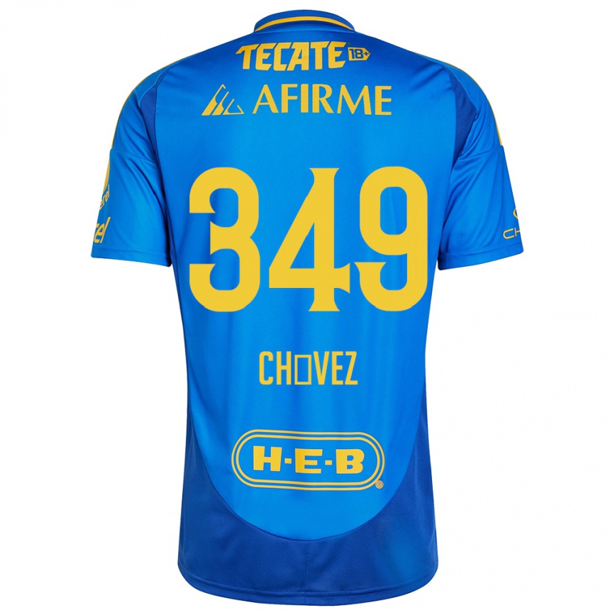 Enfant Football Maillot Jorge Chávez #349 Bleu Jaune Tenues Extérieur 2024/25