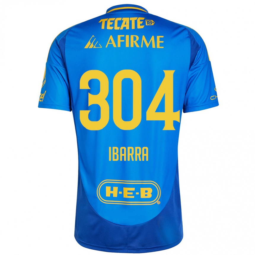 Enfant Football Maillot Luis Ibarra #304 Bleu Jaune Tenues Extérieur 2024/25