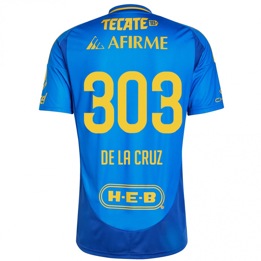 Enfant Football Maillot Erick De La Cruz #303 Bleu Jaune Tenues Extérieur 2024/25