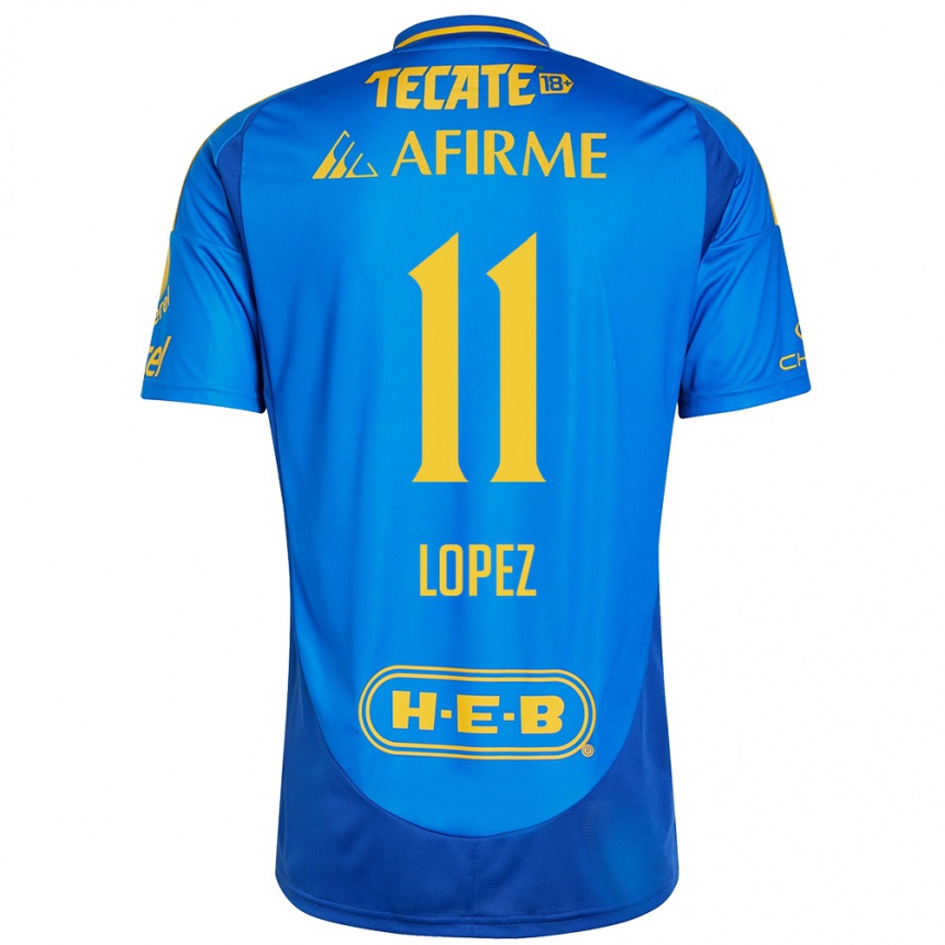 Enfant Football Maillot Nicolas Lopez #11 Bleu Jaune Tenues Extérieur 2024/25