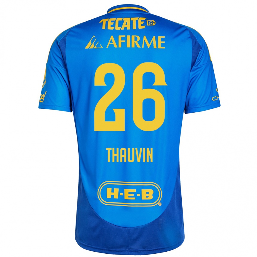 Enfant Football Maillot Florian Thauvin #26 Bleu Jaune Tenues Extérieur 2024/25