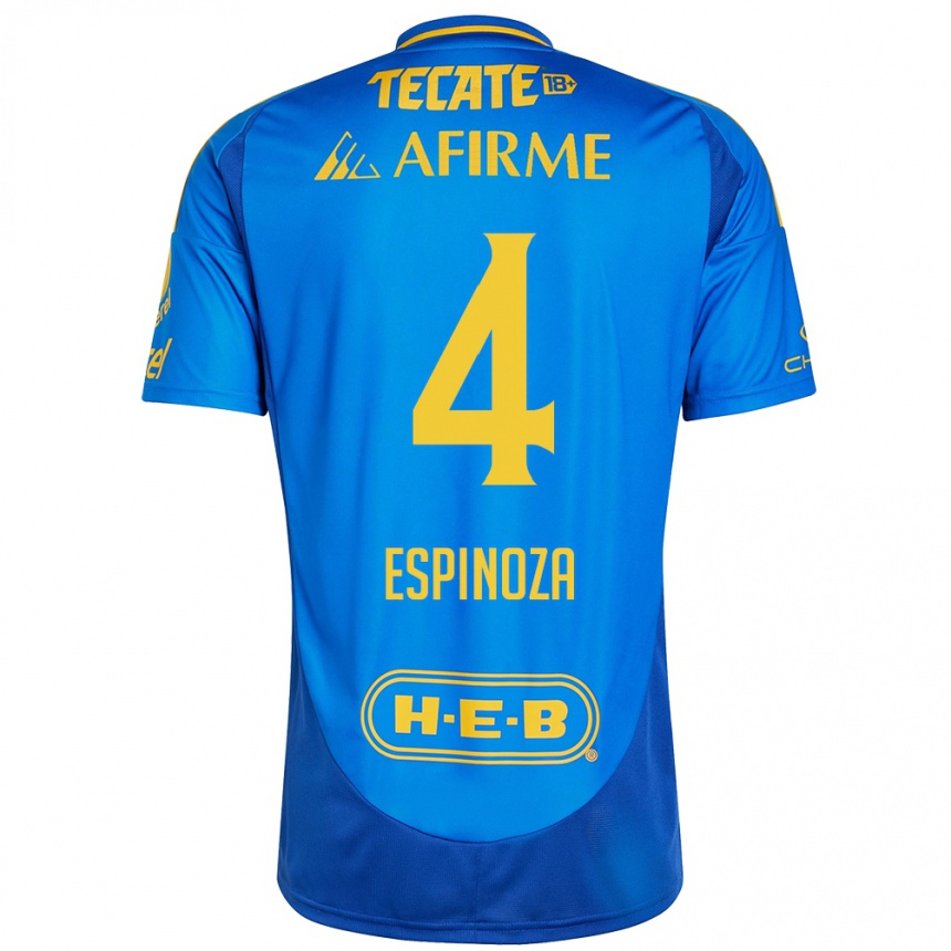 Enfant Football Maillot Greta Espinoza #4 Bleu Jaune Tenues Extérieur 2024/25