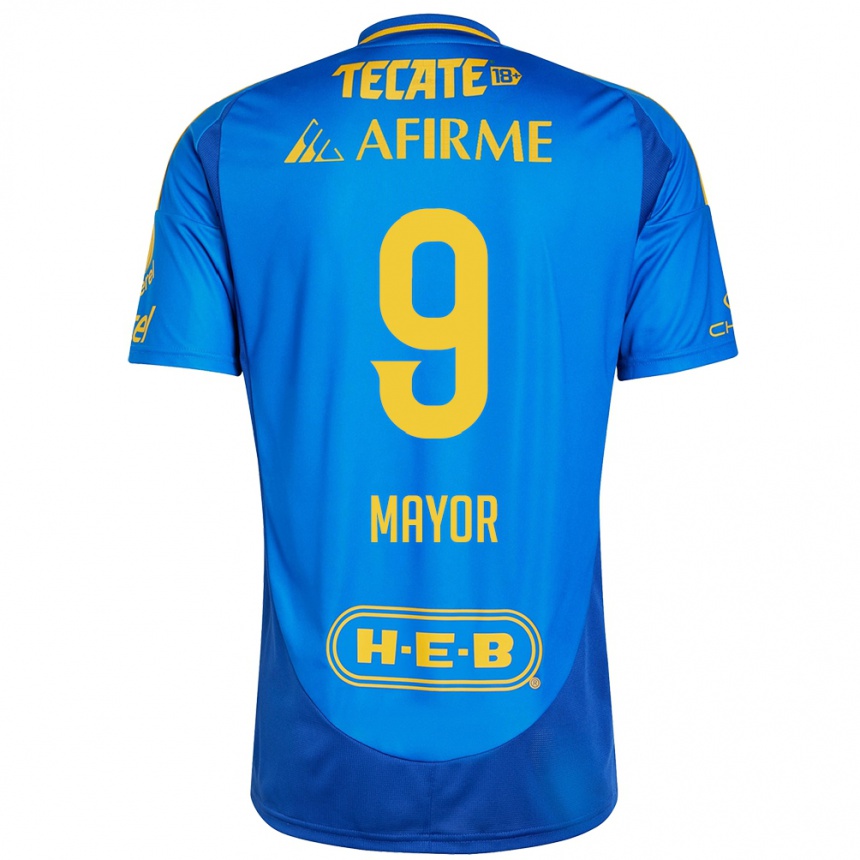 Enfant Football Maillot Stephany Mayor #9 Bleu Jaune Tenues Extérieur 2024/25