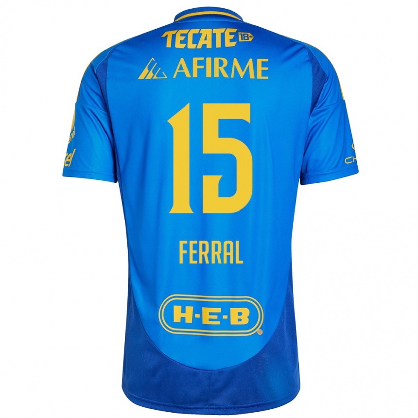 Enfant Football Maillot Cristina Ferral #15 Bleu Jaune Tenues Extérieur 2024/25