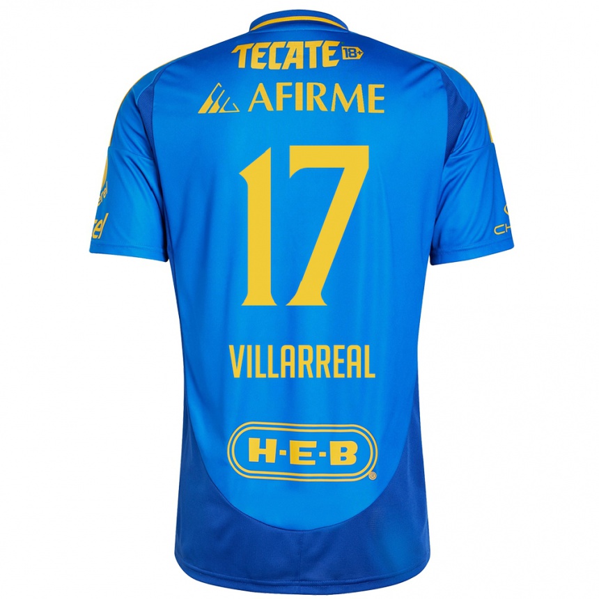 Enfant Football Maillot Natalia Villarreal #17 Bleu Jaune Tenues Extérieur 2024/25