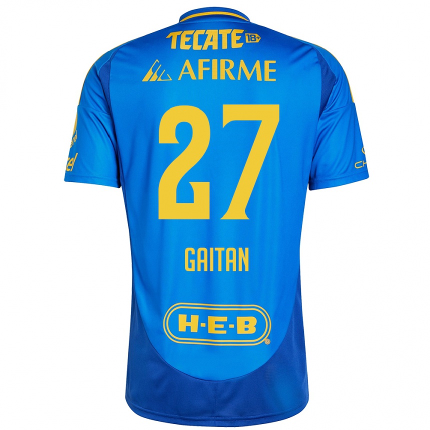 Enfant Football Maillot Natalia Gaitan #27 Bleu Jaune Tenues Extérieur 2024/25