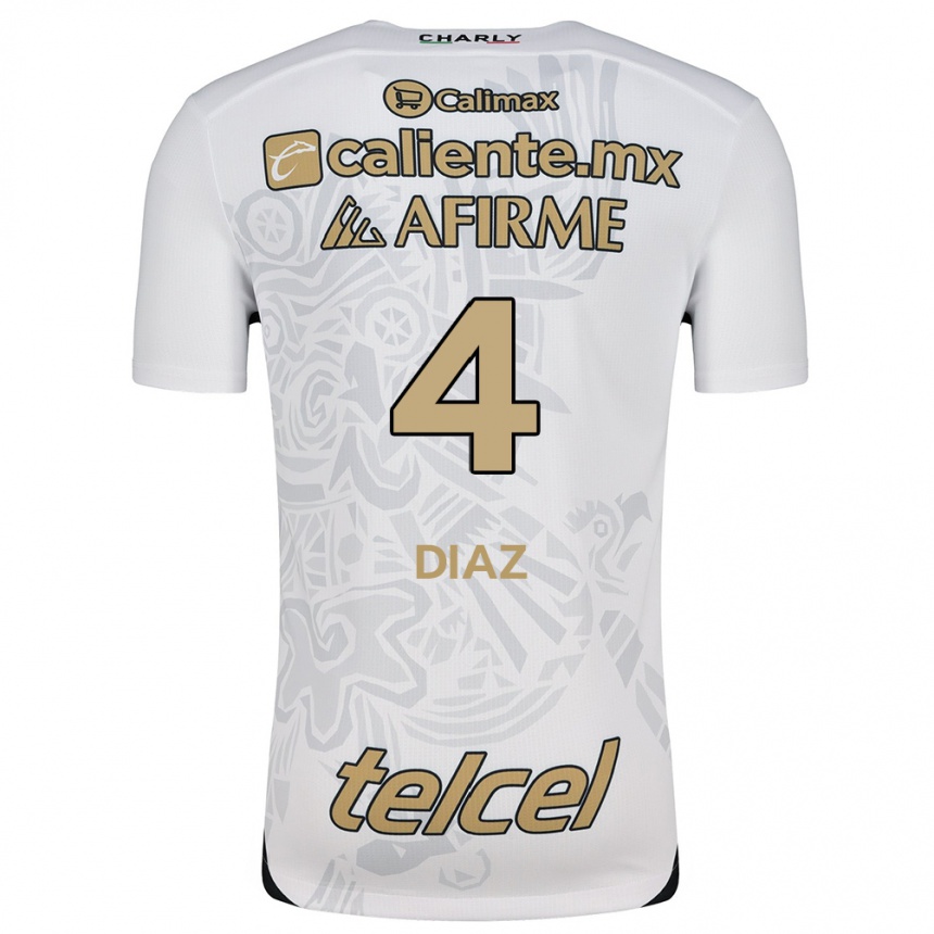 Enfant Football Maillot Nicolás Díaz #4 Blanc Noir Tenues Extérieur 2024/25