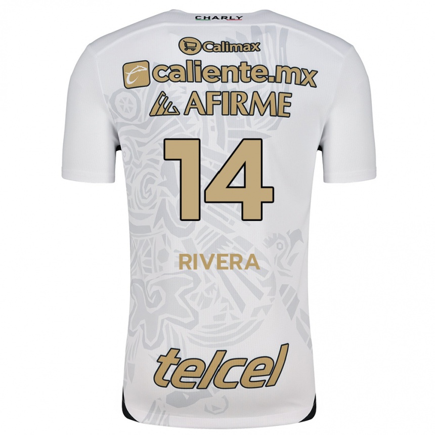 Enfant Football Maillot Christian Rivera #14 Blanc Noir Tenues Extérieur 2024/25