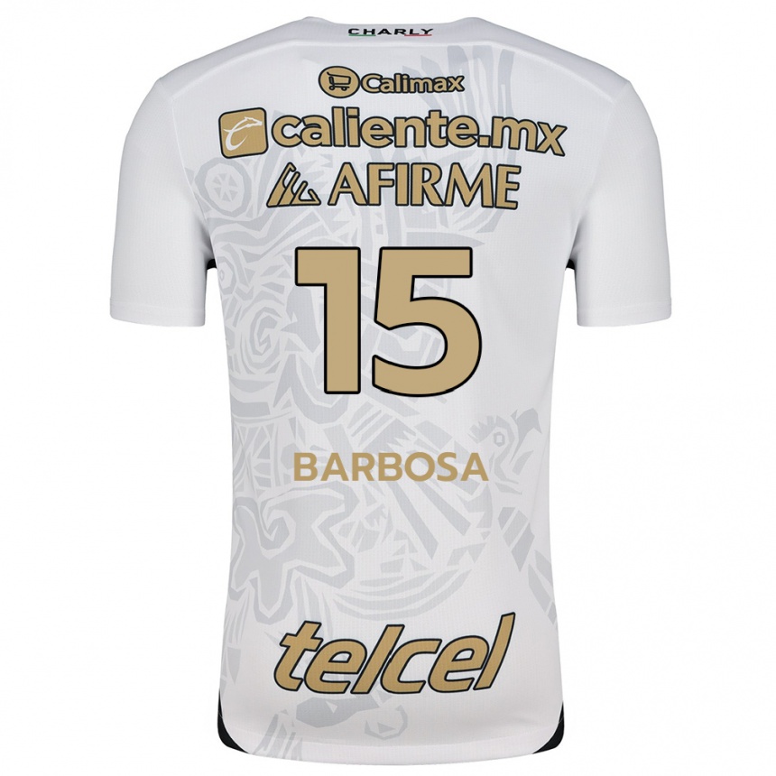 Enfant Football Maillot Diego Barbosa #15 Blanc Noir Tenues Extérieur 2024/25