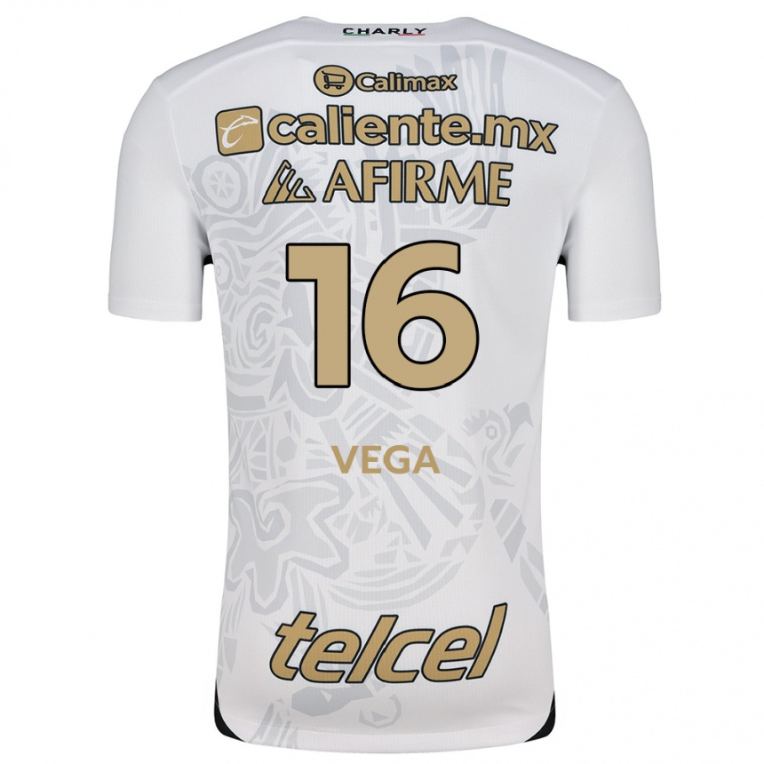 Enfant Football Maillot Jesús Vega #16 Blanc Noir Tenues Extérieur 2024/25