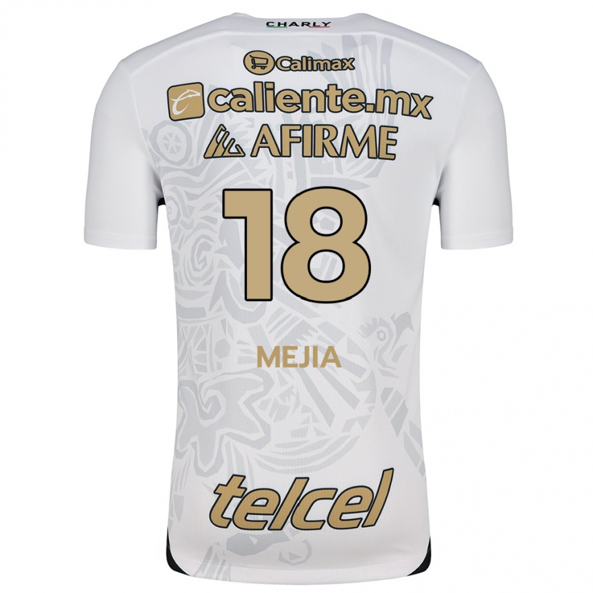 Enfant Football Maillot Aarón Mejía #18 Blanc Noir Tenues Extérieur 2024/25