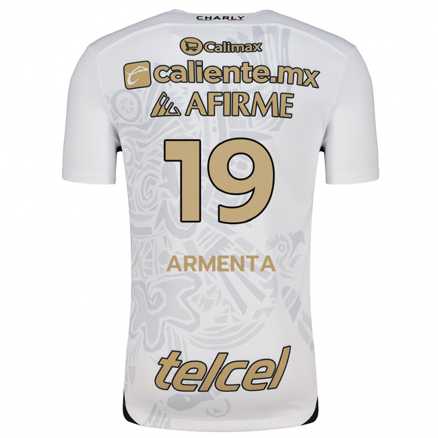 Enfant Football Maillot Eduardo Armenta #19 Blanc Noir Tenues Extérieur 2024/25