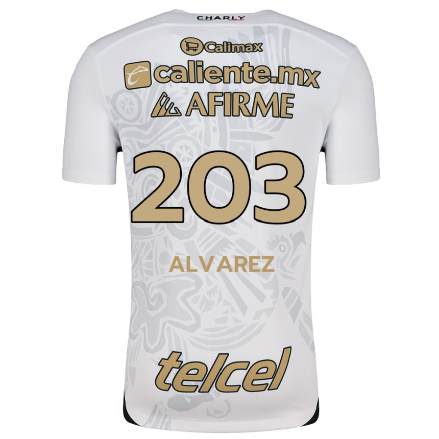 Enfant Football Maillot Jaime Álvarez #203 Blanc Noir Tenues Extérieur 2024/25