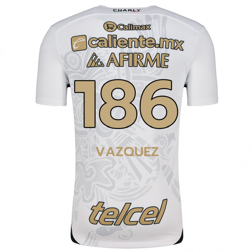 Enfant Football Maillot Octavio Vázquez #186 Blanc Noir Tenues Extérieur 2024/25