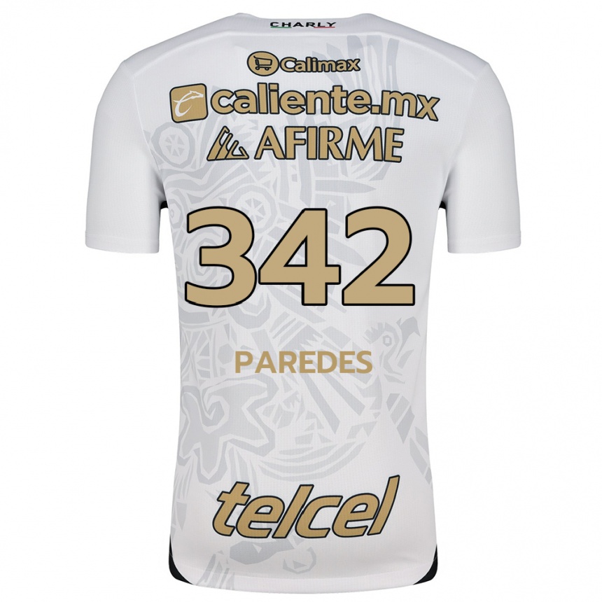 Enfant Football Maillot Santiago Paredes #342 Blanc Noir Tenues Extérieur 2024/25