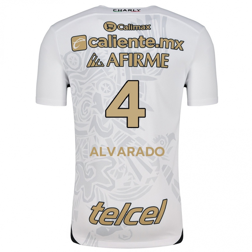 Enfant Football Maillot Mónica Alvarado #4 Blanc Noir Tenues Extérieur 2024/25