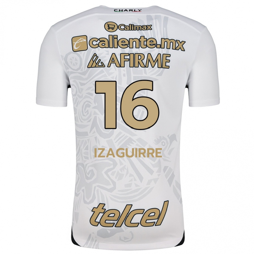 Enfant Football Maillot Estefanía Izaguirre #16 Blanc Noir Tenues Extérieur 2024/25