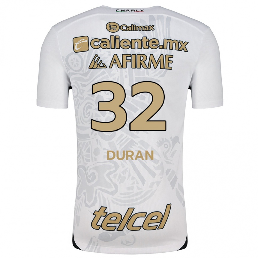 Enfant Football Maillot Ailed Duran #32 Blanc Noir Tenues Extérieur 2024/25