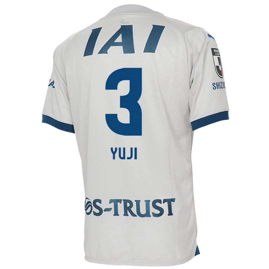 Enfant Football Maillot Yuji Takahashi #3 Blanc Bleu Tenues Extérieur 2024/25