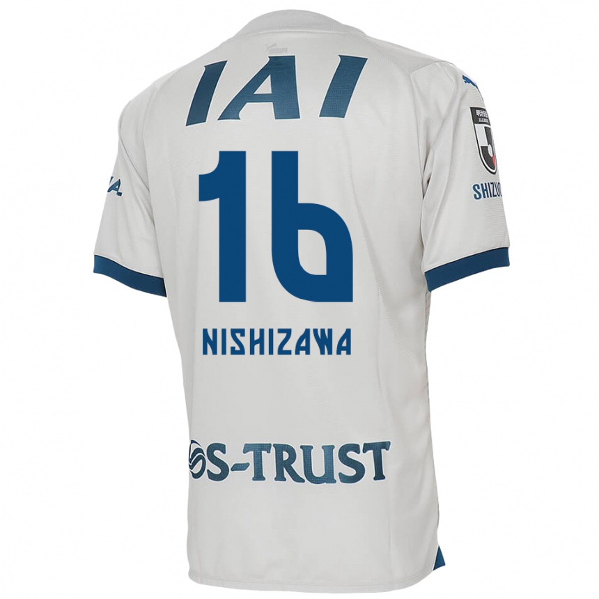 Enfant Football Maillot Kenta Nishizawa #16 Blanc Bleu Tenues Extérieur 2024/25