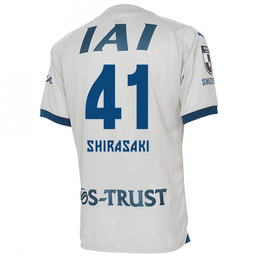 Enfant Football Maillot Ryohei Shirasaki #41 Blanc Bleu Tenues Extérieur 2024/25