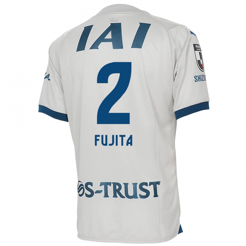 Enfant Football Maillot Shunsuke Fujita #2 Blanc Bleu Tenues Extérieur 2024/25