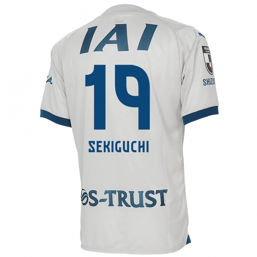 Enfant Football Maillot Kota Sekiguchi #19 Blanc Bleu Tenues Extérieur 2024/25