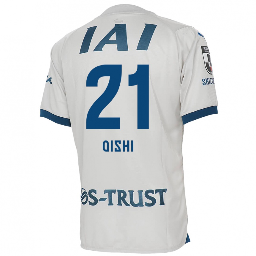 Enfant Football Maillot Kaede Oishi #21 Blanc Bleu Tenues Extérieur 2024/25