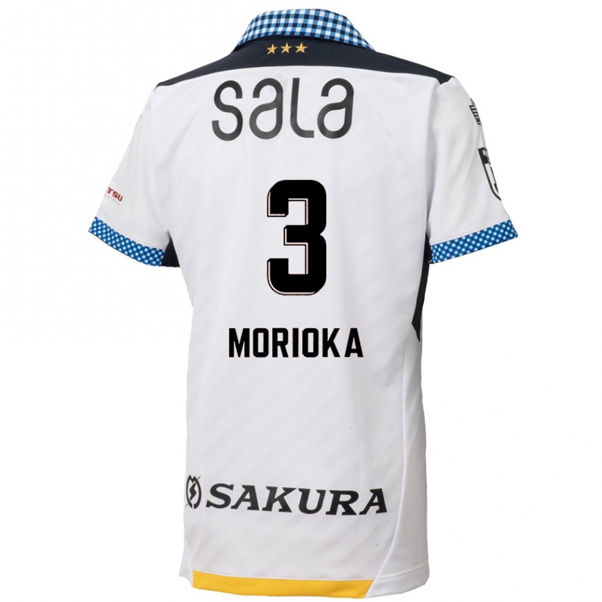 Enfant Football Maillot Riku Morioka #3 Blanc Noir Tenues Extérieur 2024/25