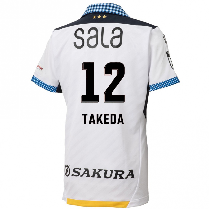 Enfant Football Maillot Yusei Takeda #12 Blanc Noir Tenues Extérieur 2024/25