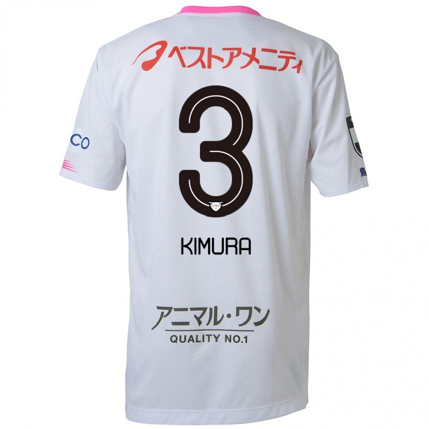 Enfant Football Maillot Seiji Kimura #3 Blanc Bleu Rose Tenues Extérieur 2024/25