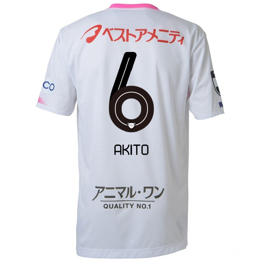 Enfant Football Maillot Akito Fukuta #6 Blanc Bleu Rose Tenues Extérieur 2024/25