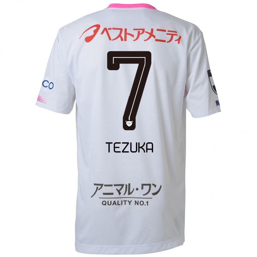 Enfant Football Maillot Kohei Tezuka #7 Blanc Bleu Rose Tenues Extérieur 2024/25