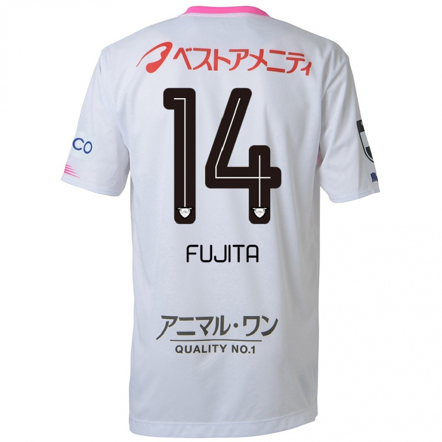 Enfant Football Maillot Naoyuki Fujita #14 Blanc Bleu Rose Tenues Extérieur 2024/25