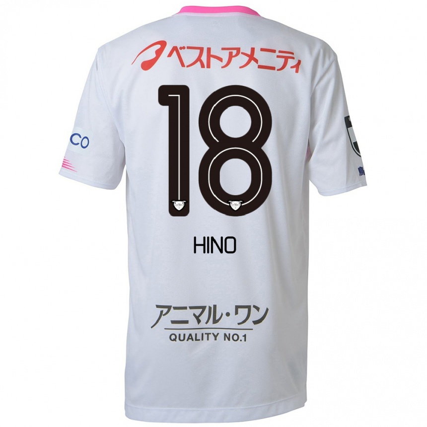 Enfant Football Maillot Shota Hino #18 Blanc Bleu Rose Tenues Extérieur 2024/25