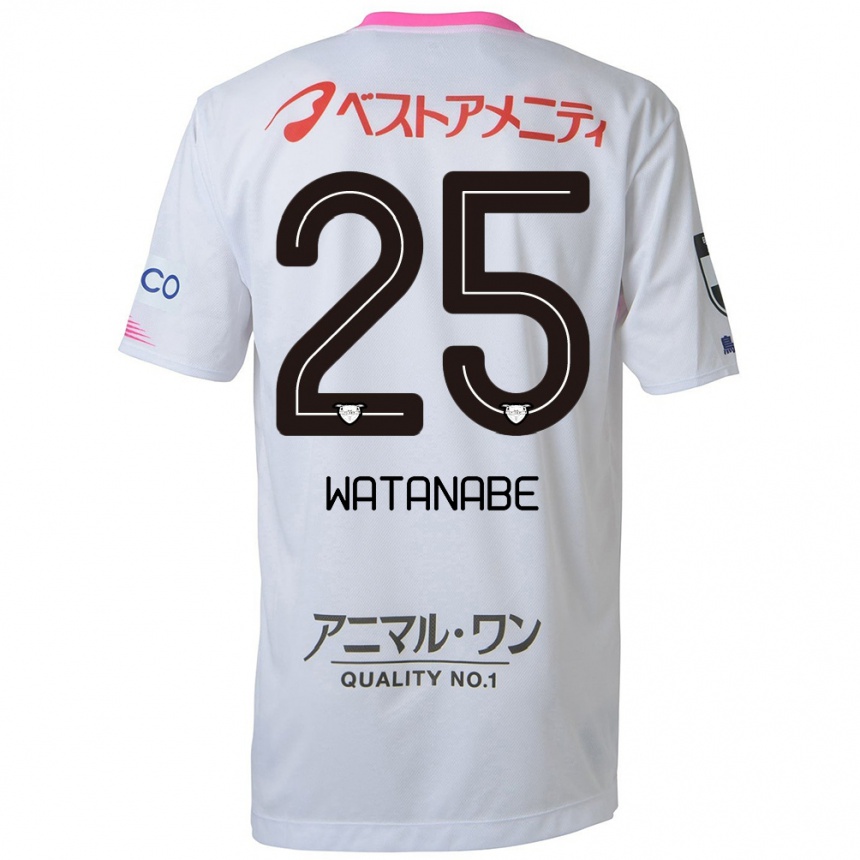 Enfant Football Maillot Ryohei Watanabe #25 Blanc Bleu Rose Tenues Extérieur 2024/25