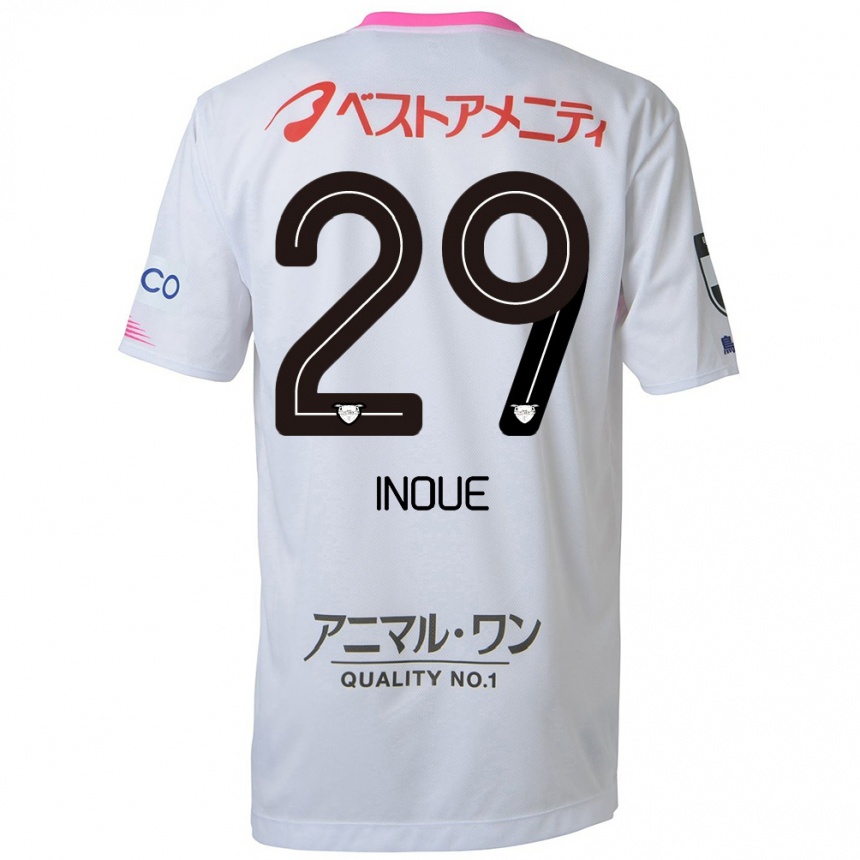 Enfant Football Maillot Taisei Inoue #29 Blanc Bleu Rose Tenues Extérieur 2024/25