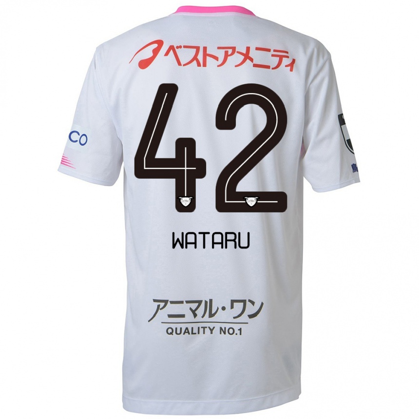 Enfant Football Maillot Wataru Harada #42 Blanc Bleu Rose Tenues Extérieur 2024/25