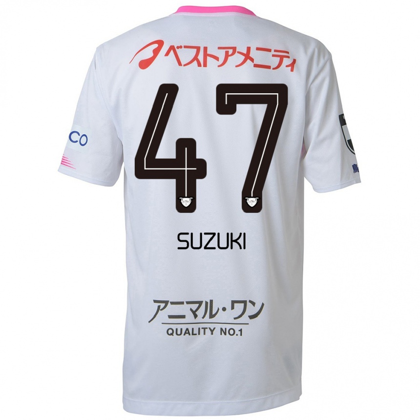 Enfant Football Maillot Daichi Suzuki #47 Blanc Bleu Rose Tenues Extérieur 2024/25