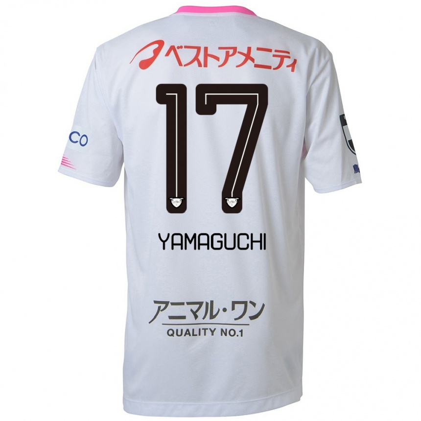 Enfant Football Maillot Hikaru Yamaguchi #17 Blanc Bleu Rose Tenues Extérieur 2024/25