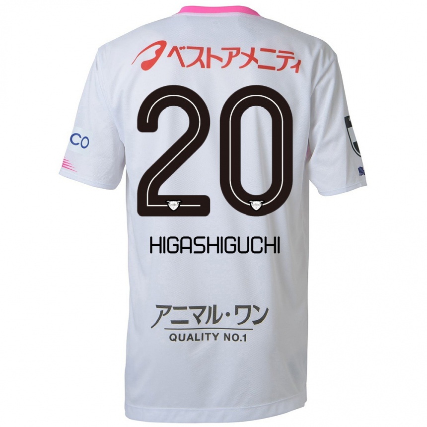 Enfant Football Maillot Aitaro Higashiguchi #20 Blanc Bleu Rose Tenues Extérieur 2024/25