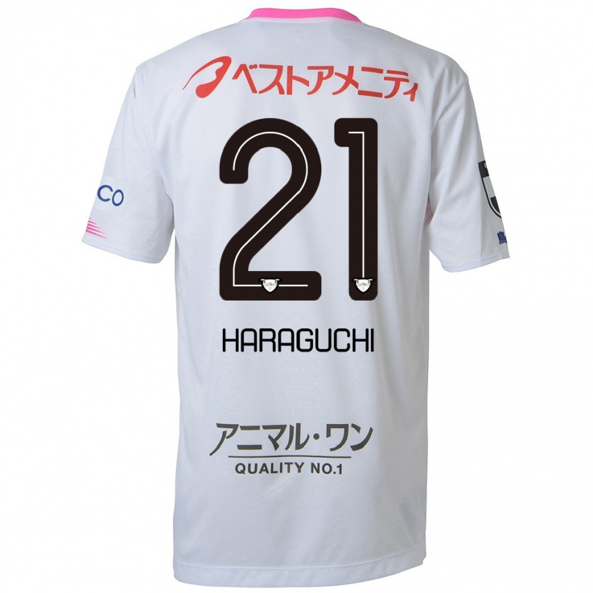 Enfant Football Maillot Konosuke Haraguchi #21 Blanc Bleu Rose Tenues Extérieur 2024/25