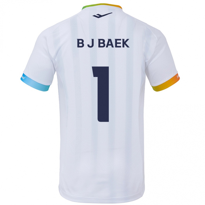 Enfant Football Maillot Jong-Beom Baek #1 Blanc Bleu Tenues Extérieur 2024/25